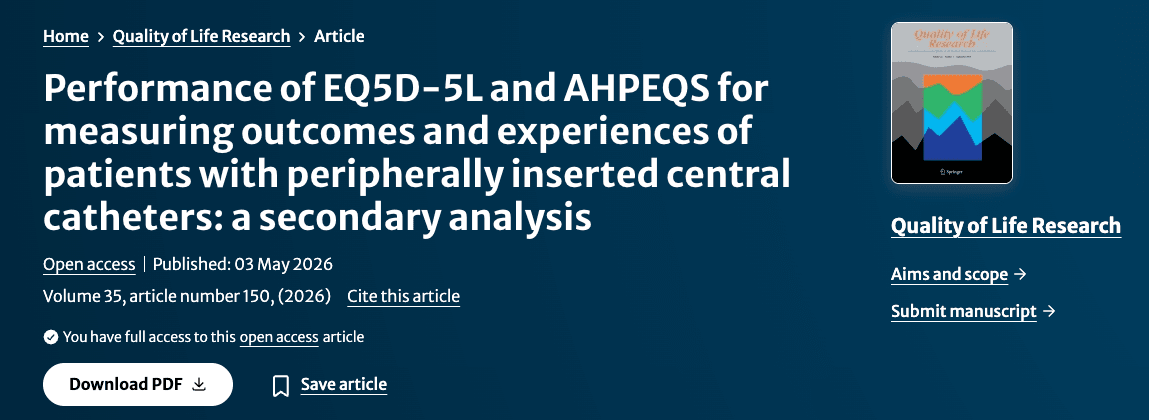 Do Our Patient Surveys Actually Pick Up PICC Problems? Testing EQ5D-5L and AHPEQS in Real Patients Do Our Patient Surveys Actually Pick Up PICC Problems? Testing EQ5D-5L and AHPEQS in Real Patients